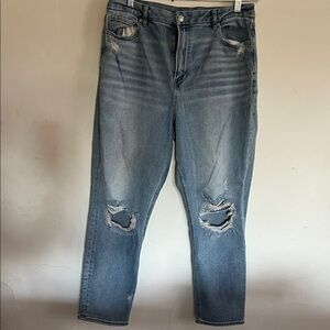 American Eagle Outfitters Relaxed Distressed Blue Jeans curvy mom Jean style